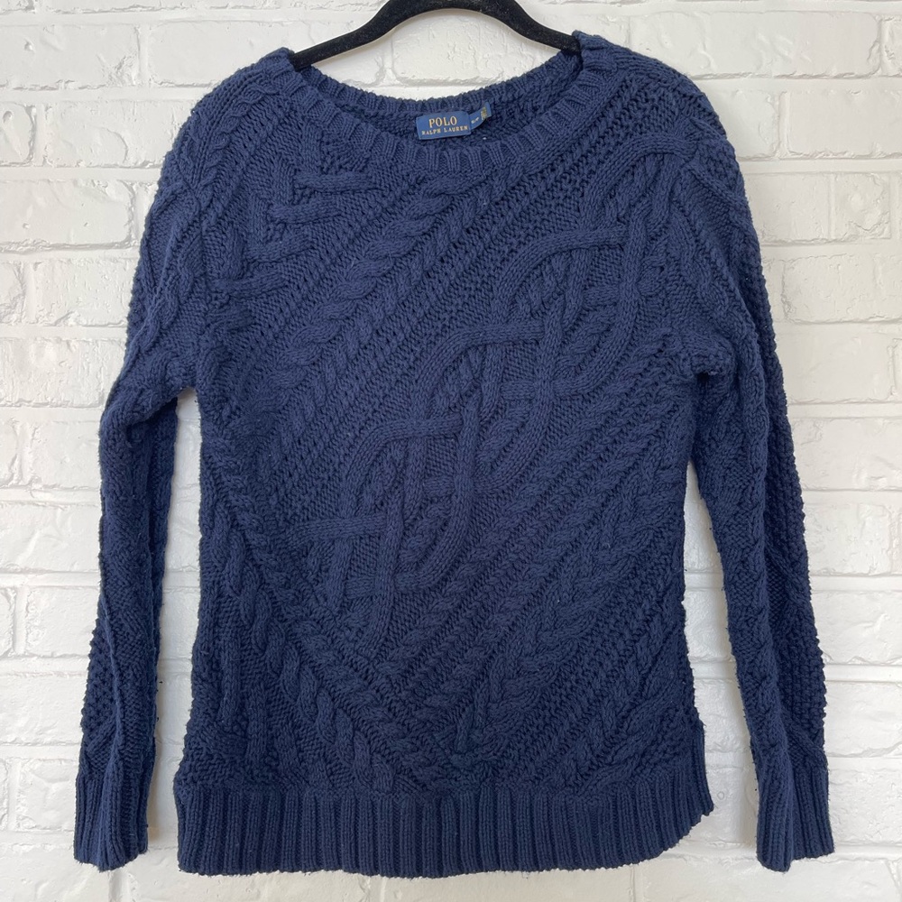 Polo Ralph Lauren Navy Cable-knit Sweater, Small
